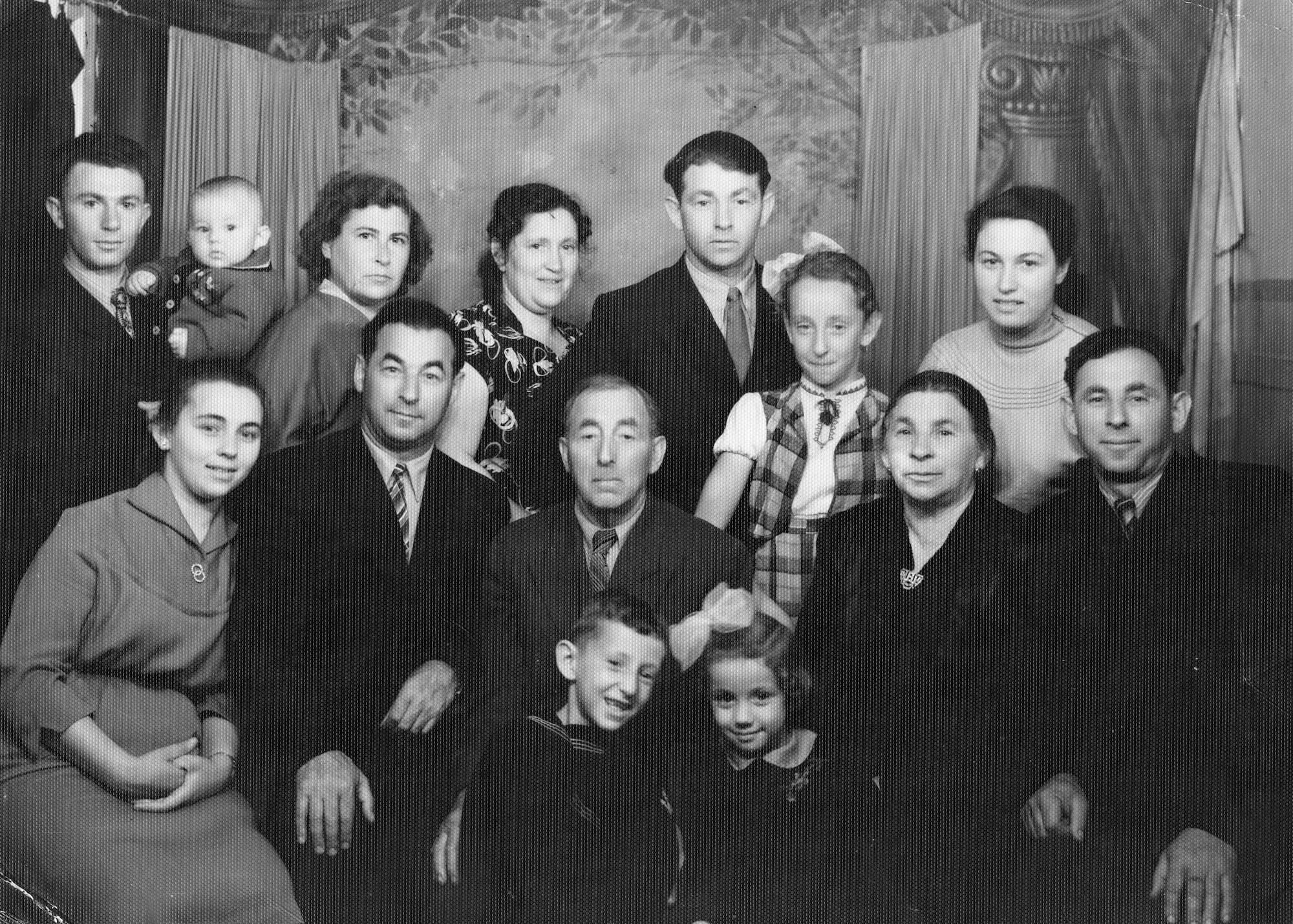 Source photo, an image of my grandfather as a young adult with his family